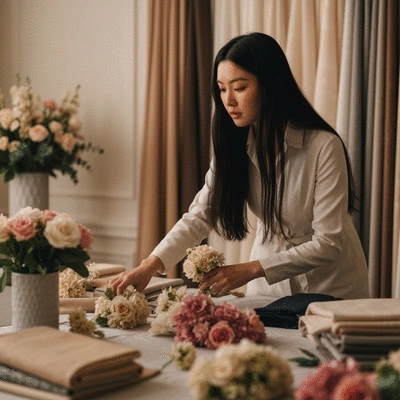 Wedding planner collaborating with a couple on theme details